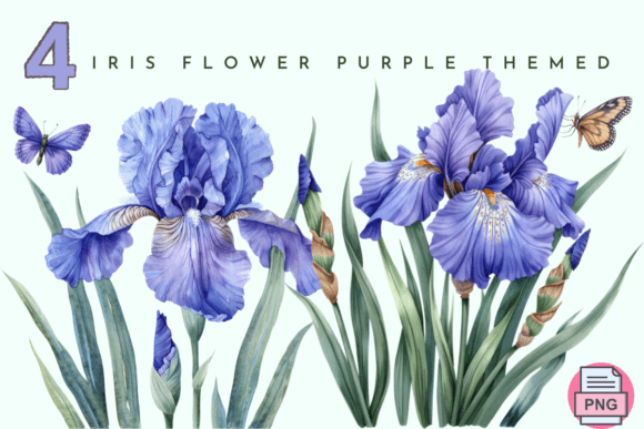 Download Iris Flower Watercolor Purple Floral - Purple floral Collection