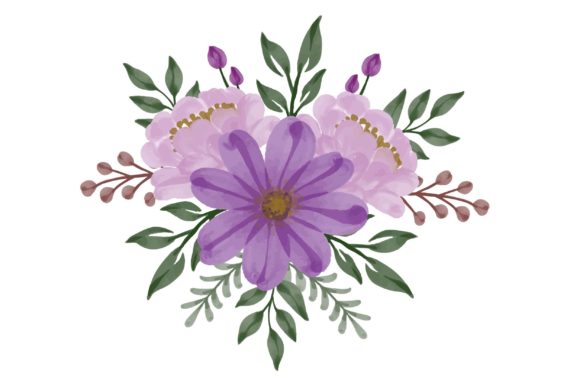 Download Arrangement of Purple Floral Watercolor - Purple floral Collection