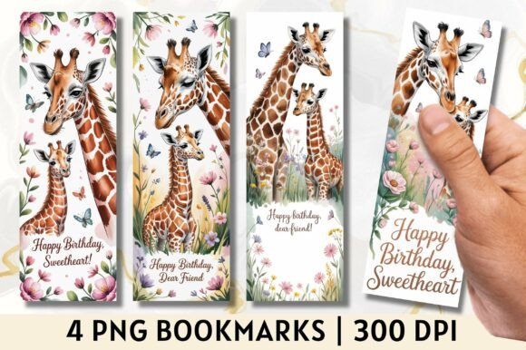 Download Cute Giraffe Birthday Children Bookmark - Premium Resources