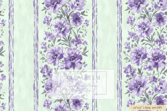 Download Purple Floral Stripe Sublimation Pattern - Purple floral Collection