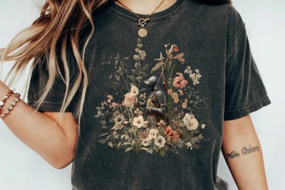 Download Vintage Medieval Knight in Botanical Garden Floral Illustration Clipart Png - Premium Resources