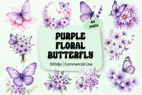Download Purple Floral Butterfly Clipart - Purple floral Collection