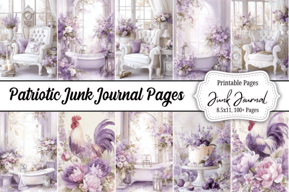 Download 100 Purple Floral Junk Journal PNG - Purple floral Collection