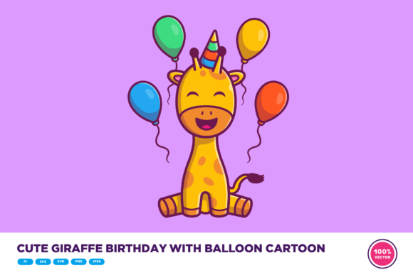 Download Cute Giraffe Birthday with Balloon - Giraffe birthday Collection