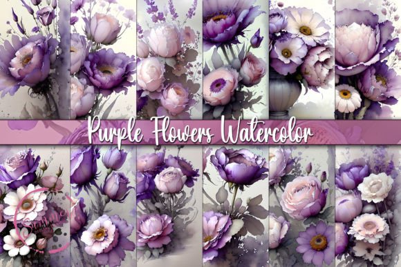 Download Purple Floral Watercolor Backgrounds - Purple floral Collection