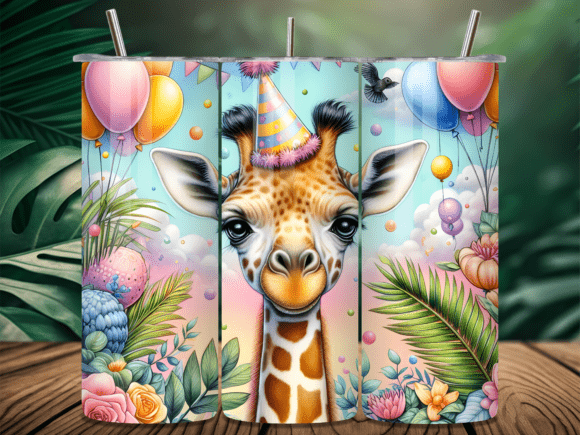 Download Giraffe Birthday Party Fun Tumbler Wrap - Giraffe birthday Collection
